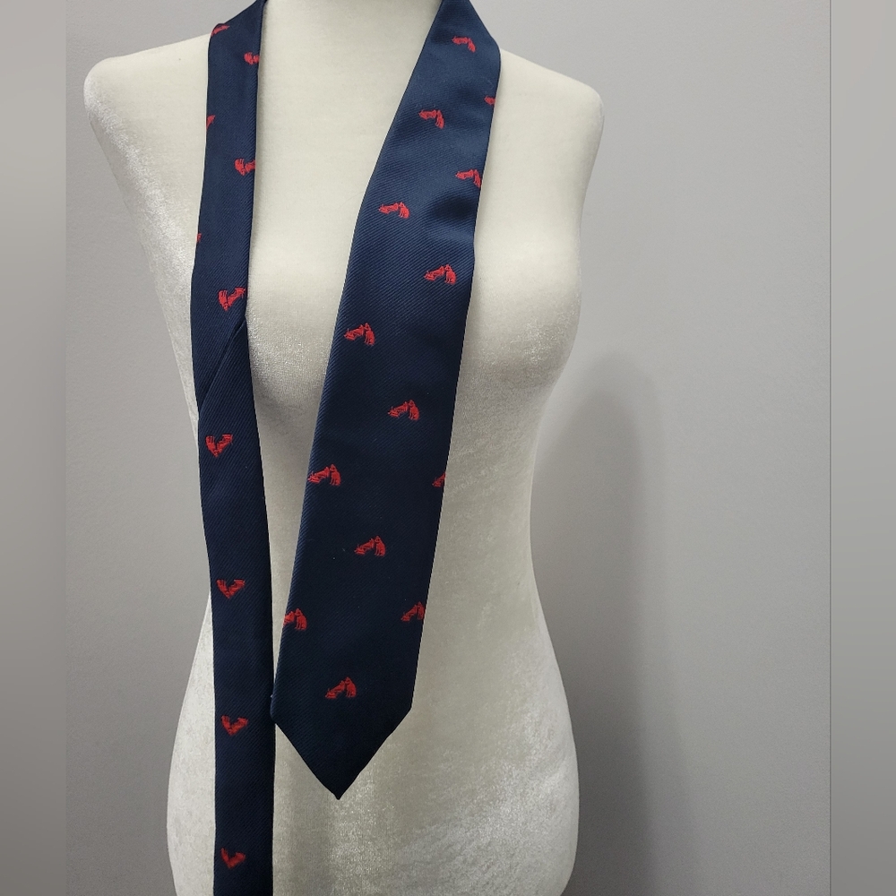 Vintage  VTG Dog With Victrola Print On Navy Blue  Neck Tie